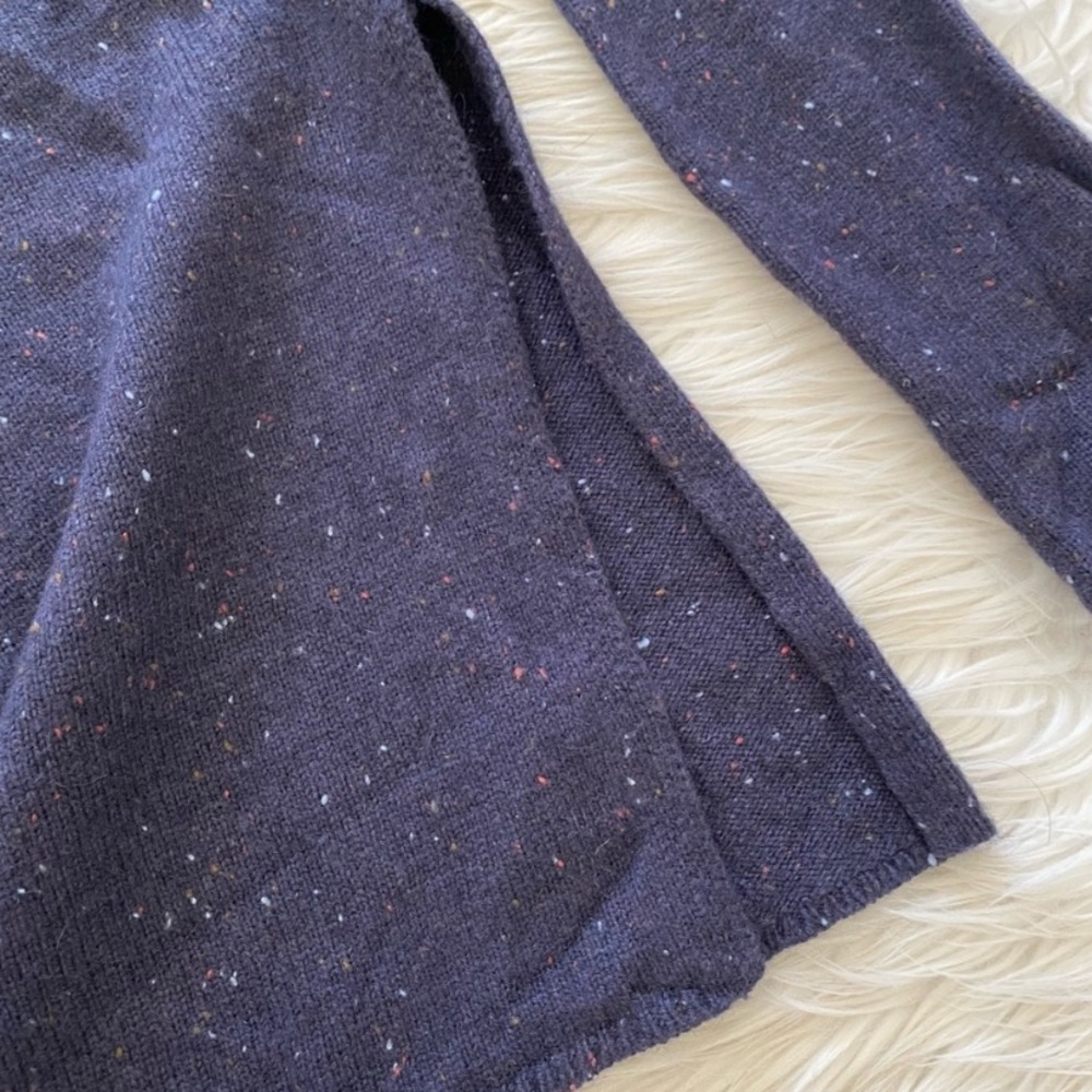 Aritzia Talula Blue Marled Knit V-Neck Wool Blend Sweater Vented Hem Jumper - Picture 6 of 11